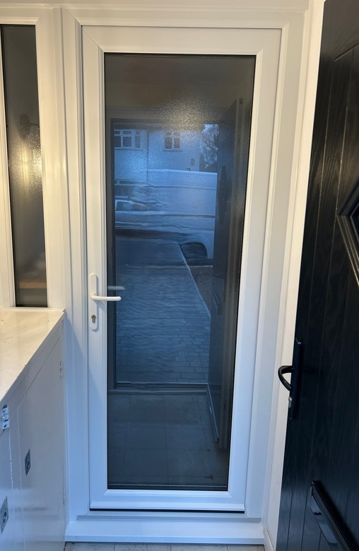 Internal uPVC porch door and side panel in white