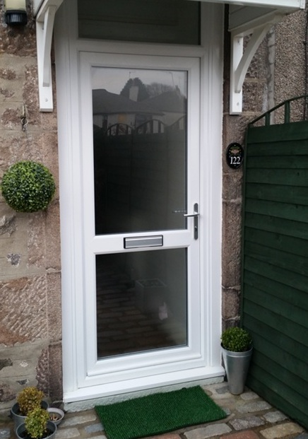 Fully glazed uPVC door with midrail in white
