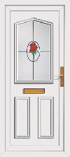 External upvc door with rose design glazing