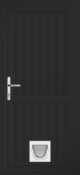 Black Stable Style with Midrail Upvc Door With Catflap