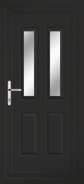 Black Cannich Two Clear/Pattern Upvc Back Door
