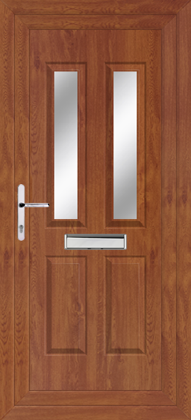 Golden Oak Cannich Two Clear/Pattern Upvc Door