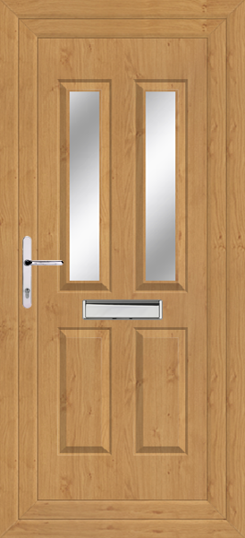 Irish Oak Cannich Two Clear/Pattern Upvc Door