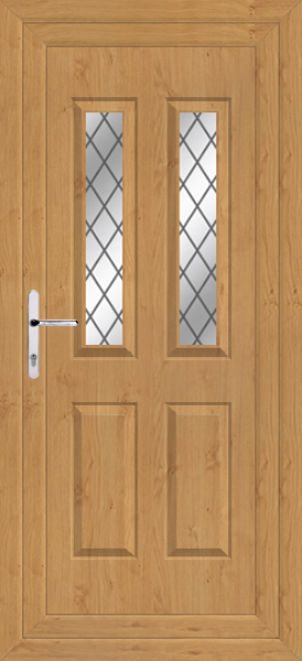 Irish Oak Cannich Two Diamond Lead Upvc Back Door