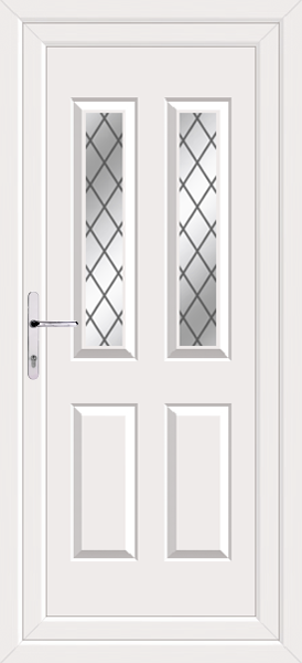 White Cannich Two Diamond Lead Upvc Back Door