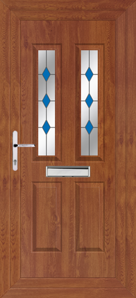 Golden Oak Cannich Two Blue Diamond Upvc Front Door