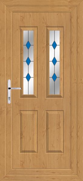 Irish Oak Cannich Two Blue Diamond Upvc Back Door