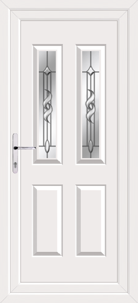 White Cannich Two Crystalline Upvc Back Door