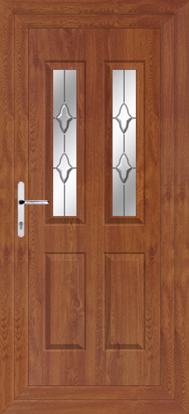 Golden Oak Cannich Two Quartz Upvc Back Door
