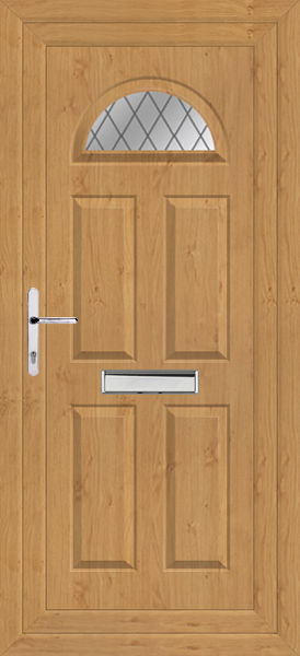 Irish Oak Carron One Diamond Lead Upvc Door