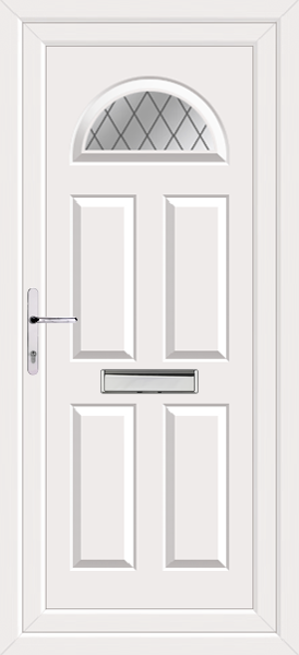 White Carron One Diamond Lead Upvc Door