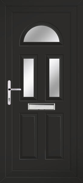 Black Carron Three Clear/Pattern Upvc Door
