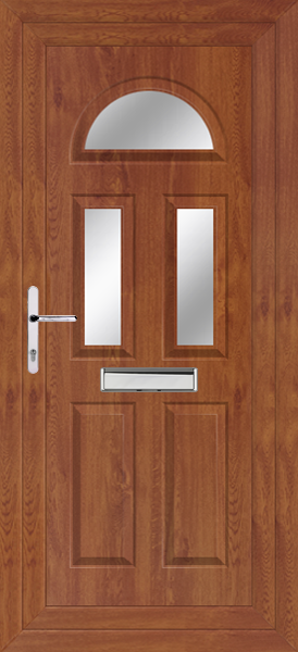 Golden Oak Carron Three Clear/Pattern Upvc Door