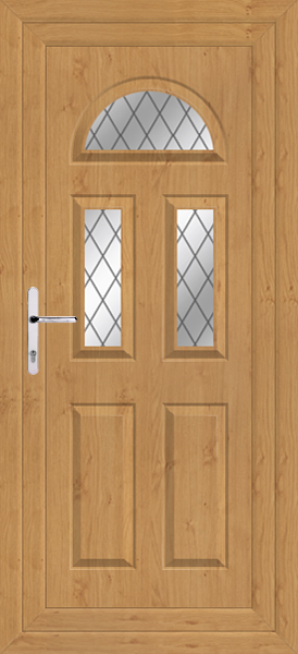 Irish Oak Carron Three Diamond Lead Upvc Door