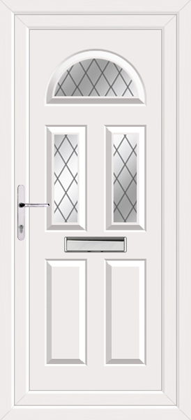 White Carron Three Diamond Lead Upvc Front Door