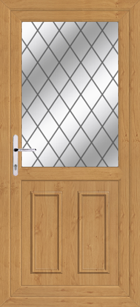 Irish Oak Edinburgh Half Glazing Diamond Lead Door