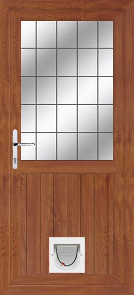 Golden Oak Fife Lead Pvcu Door with Catflap