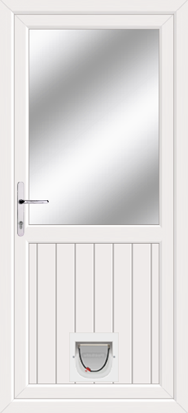 White Fife Clear/Pattern Upvc Door with catflap