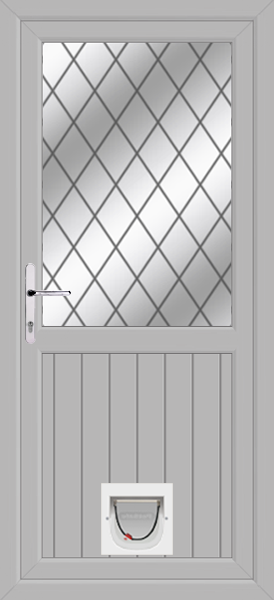 Agate Grey Fife Upvc Crossed Lead Upvc Door with Catflap