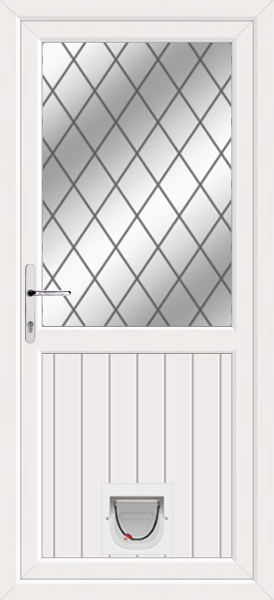 White Fife Upvc Crossed Lead Upvc Door with Catflap