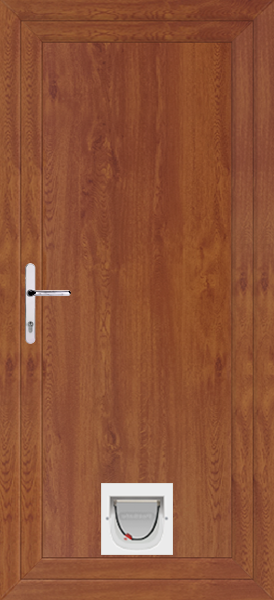 Golden Oak Full Flat Upvc Door With Catflap