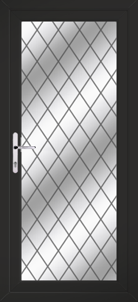 Black Fully Glazed Diamond Lead Upvc Back Door