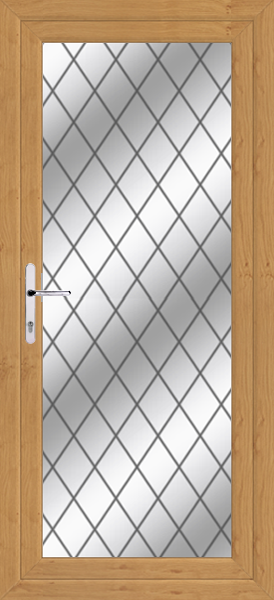Irish Oak Fully Glazed Diamond Lead Upvc Back Door