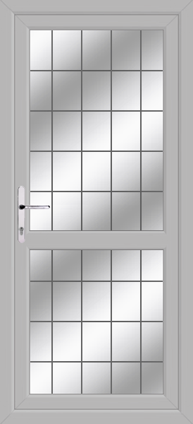 Agate Grey Fully Glazed With Midrail Box Lead Upvc Door