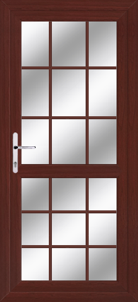 Rosewood Fully Glazed With Midrail Georgian Bar Upvc Door