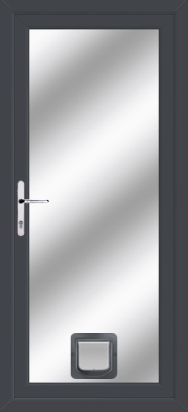 Anthracite Grey Fully Glazed Clear/Pattern Upvc Door With Catflap