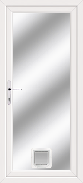 White Fully Glazed Clear/Pattern Upvc Door With Catflap