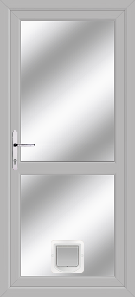 Agate Grey Fully Glazed With Midrail Clear/Pattern Upvc Door With Catflap