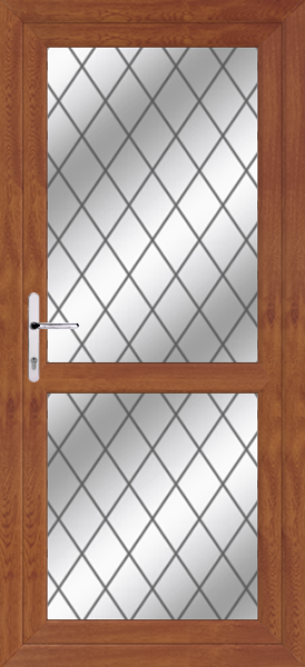 Golden Oak Double Diamond Lead Back Door