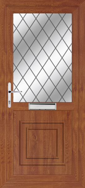 Golden Oak Greenock Diamond Lead Upvc Front Door