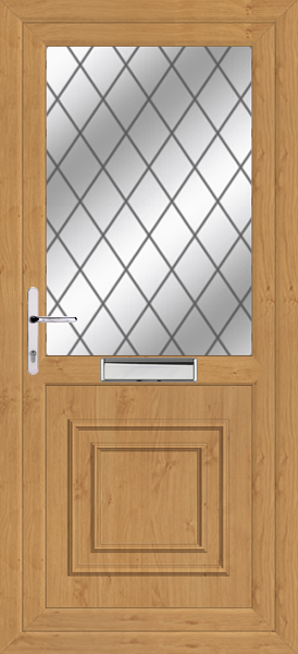 Irish Oak Greenock Diamond Lead Upvc Front Door