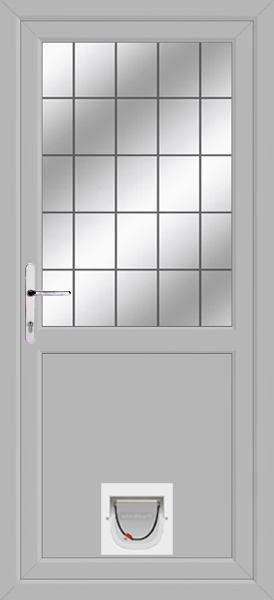Agate Grey Half Flat Lead Pvcu Door with Catflap