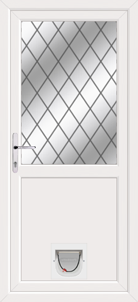 White Half Flat Upvc Crossed Lead Upvc Door with Catflap