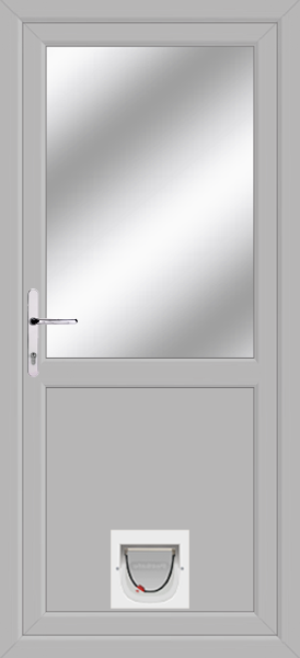 Agate Grey Flat Panel Clear/Pattern Upvc Door with catflap