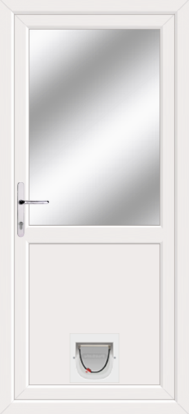 White Flat Panel Clear/Pattern Upvc Door with catflap