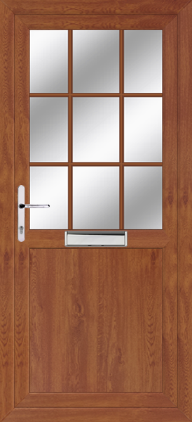 Golden Oak Half Flat Georgian Bar Upvc Front Door