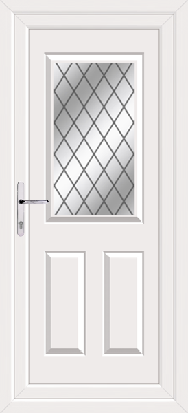 White Katrine Diamond Lead Upvc Back Door