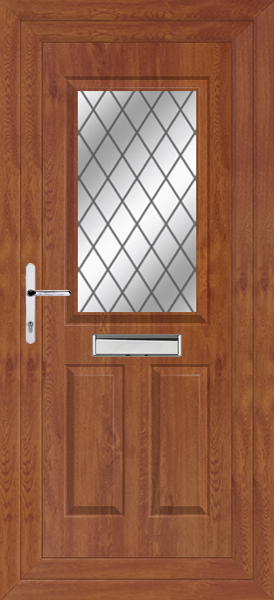 Golden Oak Katrine Diamond Lead Upvc Door