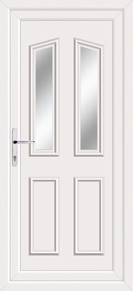 White Kishorn Two Clear/Pattern Upvc Back Door