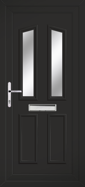Black Kishorn Two Clear/Pattern Upvc front door