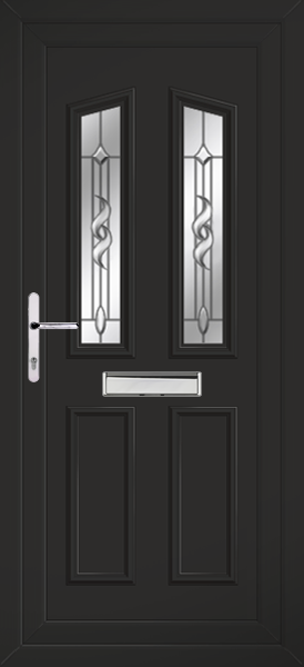 Black Kishorn Two Crystaline Upvc front door