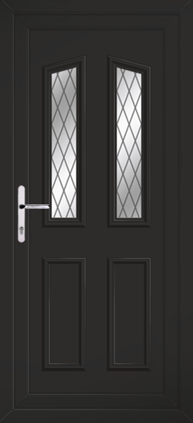 Black Kishorn Two Diamond Lead Upvc Back Door