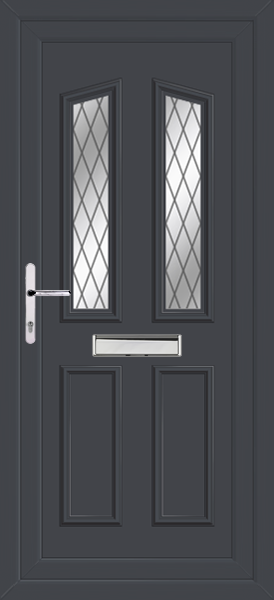 Anthracite Grey Kishorn Two Diamond Lead Upvc Door