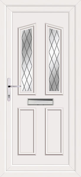 White Kishorn Two Diamond Lead Upvc Door