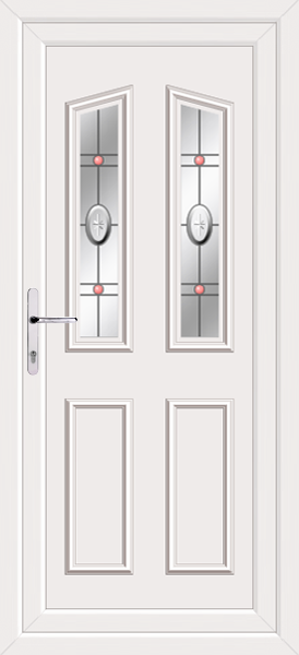 White Kishorn Two Rosette Upvc Back Door