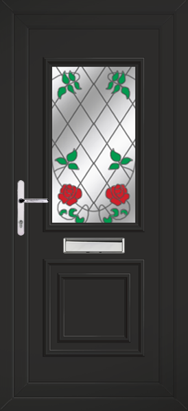Black Leven Classic Climbing Rose Upvc front doors